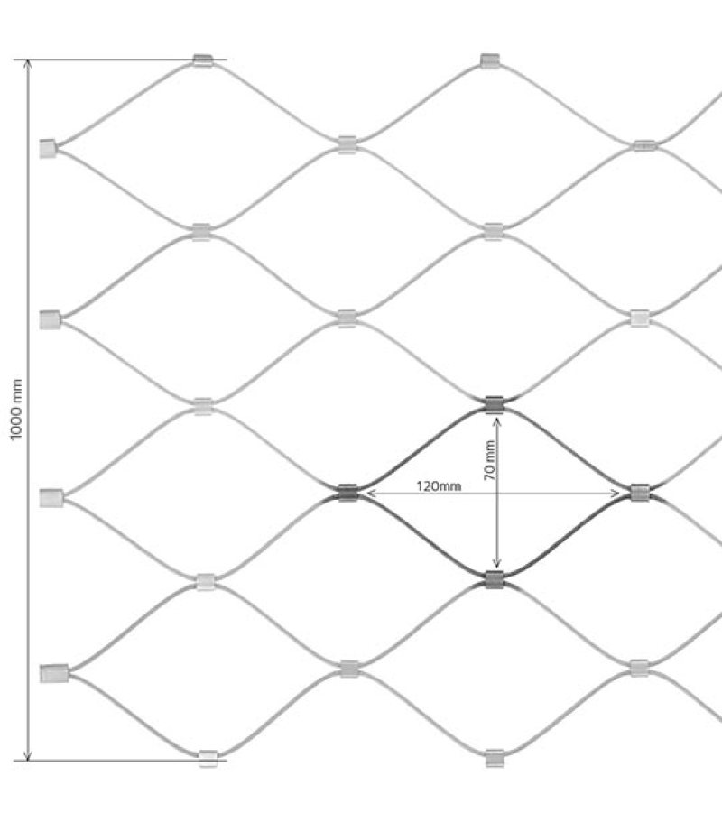 Lanková sieť antikorová 70X120 mm  APLSY70x120/1,5/1000